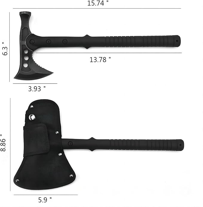 DOOM BLADE Camping Hatchet Axe with Hammer,Tomahawk Viking Nylon Sheath,Forged High Carbon Steel,Portable Camping Axe for Outdoor Splitting Wood,Hunting Survival