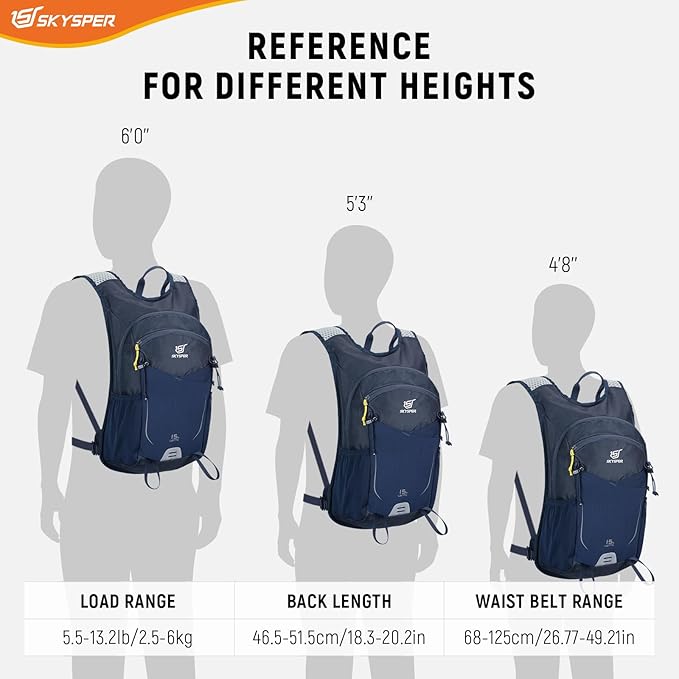SKYSPER 15L Hiking Backpack Small Travel Daypack Breathable Lightweight Day Hike Bag with Shoulder Pocket Women Men