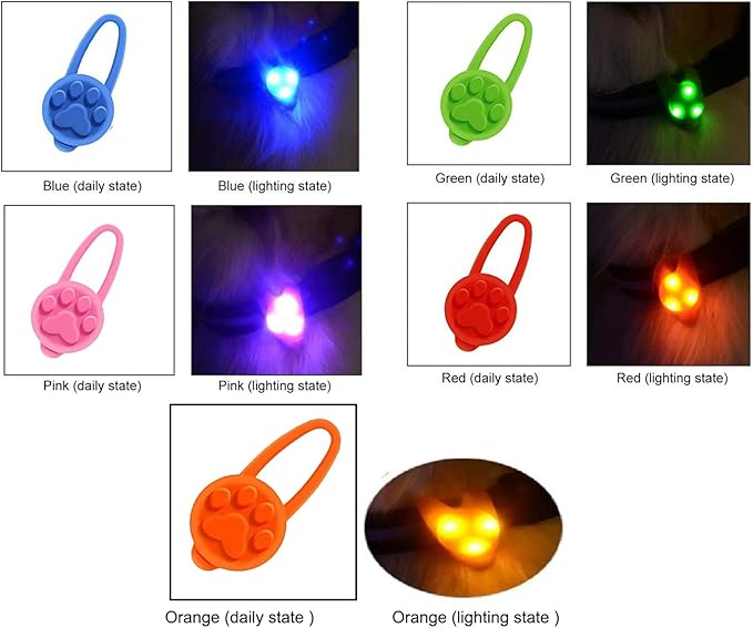 Avando Dog Collar Light, Dog Lights for Might Walking, Waterproof Silicon LED Dog Collar Safety Night Walking Lights for Dog and Cat - Batteries Included (5 pcs)