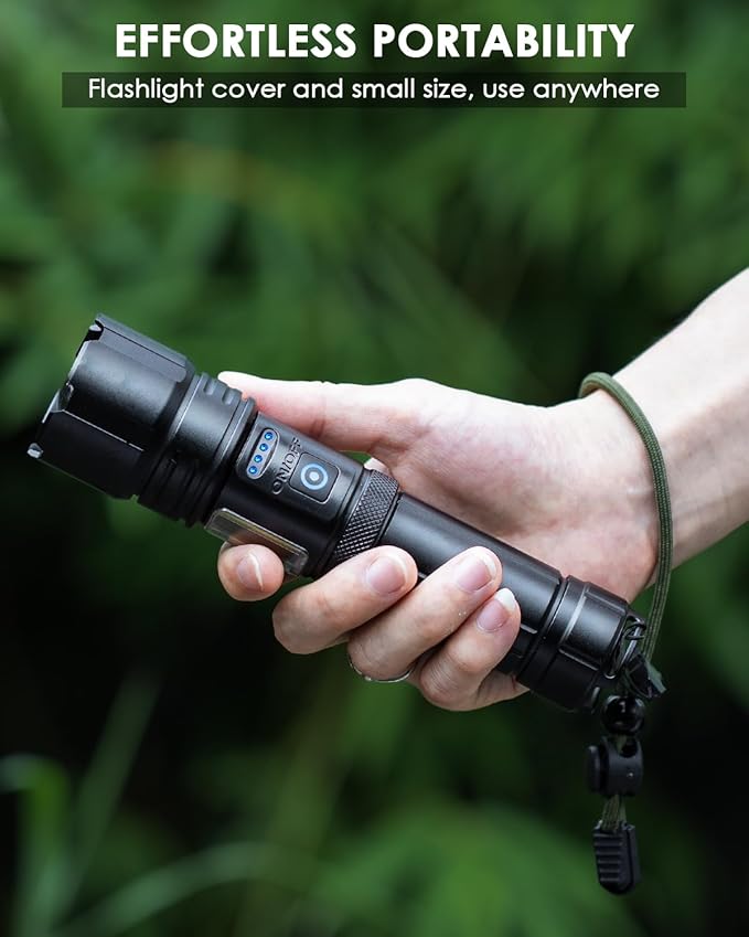 Flashlights High Lumens Rechargeable, 99000 Lumens Bright Flash Light, Powerful LED Flashlights, 15h Runtime, IPX7 Waterproof Flashlights for Home, Camping, 7 Modes