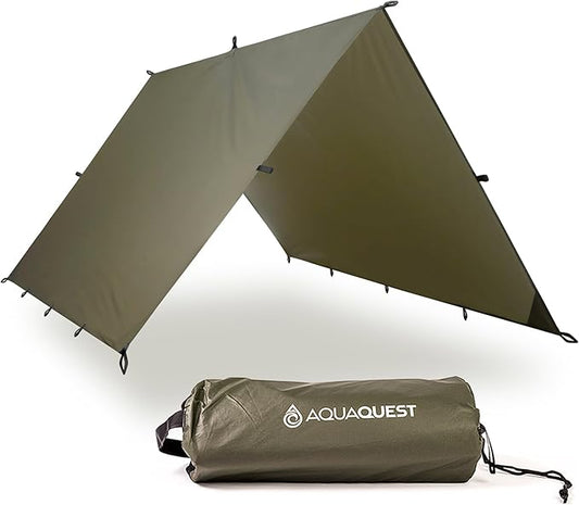 AquaQuest Guide Tarp ??Ultralight Waterproof (5,000 mm) Seam-Taped 40D Ripstop Rain Fly for Backpacking, Stealth Camping & Thru-Hiking