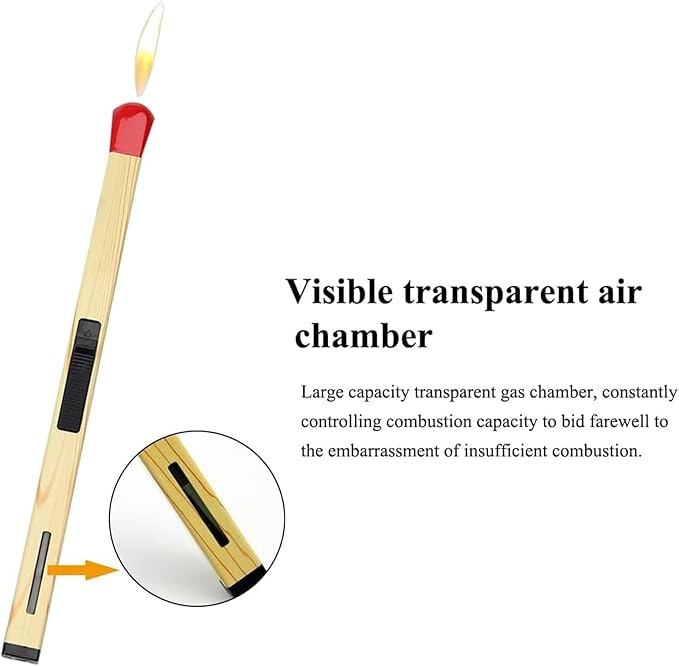 Matchstick Candle Lighter, Vintage Match Stick Lighter- Refillable, Fuel Canister, Creative Metal Giant Butane Lighters, Reusable Open Flame Shaped Multipurpose Adjustable Large Stick Lighters(4p)