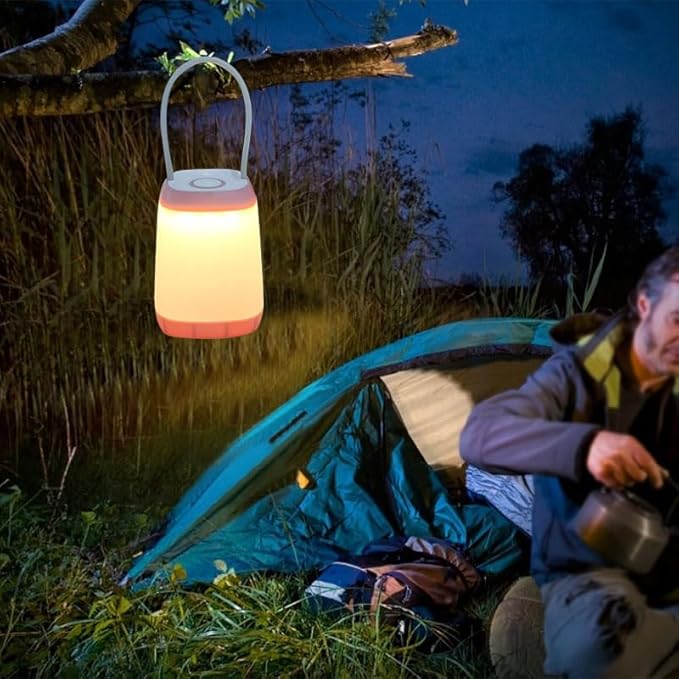 3 Pack LED Camping Light, 3 Light Modes Rechargeable Battery Powered Night Light for Indoor and Outdoor Emergency Light, Tent Lantern, Camping (Pink, Black, Green)