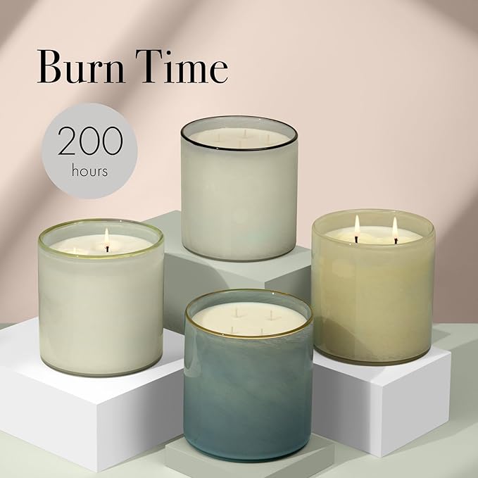 LAFCO New York Luxe 4-Wick Candle, Champagne - 86 oz - 200-Hour Burn Time - Reusable, Hand Blown Glass Vessel - Made in The USA