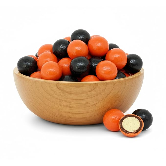 NY Spice Shop Orange & Black Dark Chocolate Malt Balls - 8 Ounce Malted Milk Ball Candy Gifts - Chocolate Malted Milk Balls - Dark Chocolate Malt Ball Snacks