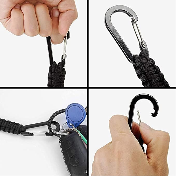 BRAVESHINE Paracord Keychain Carabiner Clip, D Ring Lanyard Hanger Stroller Hook for Water Bottle, Key, Backpacks, Men, Women