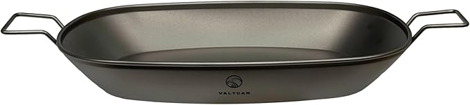 Valtcan Titanium Lunch Tray Grill Food Plate for Camping with Side Handles Reheatable Over Fire and Stove for Outdoor and Home Use Ultralight Weighs 118g