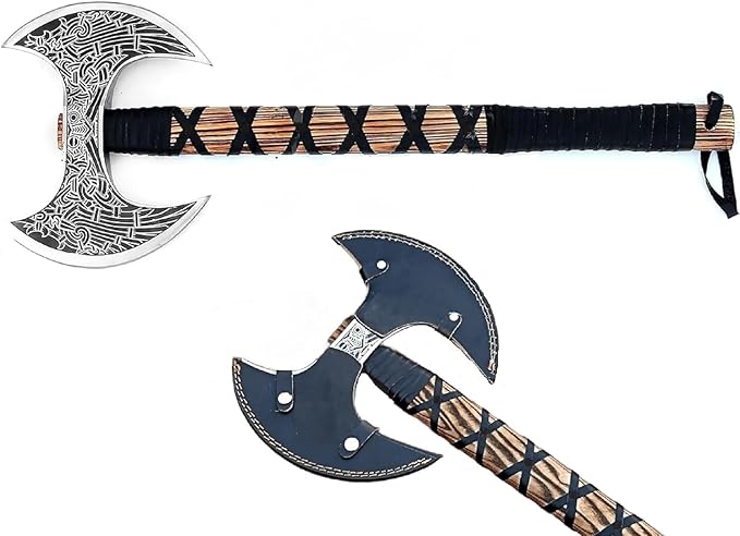 MDM-Ax106 24" Double Headed Viking Axe ??Handmade High Carbon Steel Battle Axe with Rosewood Shaft | Double Sided Dane Axe | Custom Gift for Men | Christmas