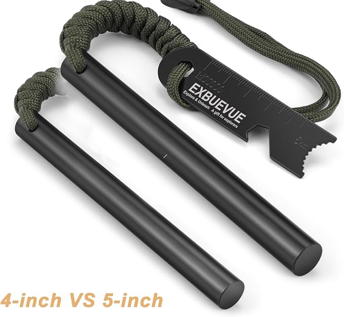 Fire Starter, 5'' Ferro Rod Outdoor Survival Tools Flint and Steel and Stricker for Bushcraft, Camping, Hiking Kits
