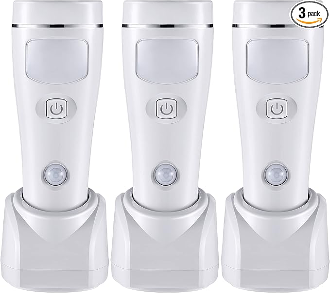 Enhon 4 in 1 LED Emergency Lights for Home Power Failure, 3 Pack Rechargeable Plug in Flashlight Motion Sensor Night Light, Automatic Turn On Power Outage Light for Home Hurricane Supplies(White)