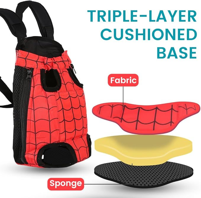 Dog Backpack Carrier, Front Pocket for Essentials, Legs Out Carrying Sling Travel Bag for Small Medium Dogs 2.5-4 Lbs, Soft Wearable Puppy Chest Carry Backpacks for Walking/Hiking/Camping/Traveling