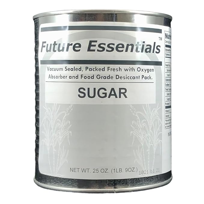 Future Essentials White Sugar Baking & Cooking Kitchen Staple Pure Sugar Emergency Food Storage Shelf Stable Ideal For Hiking, Backpacking & Camping Pack of 6