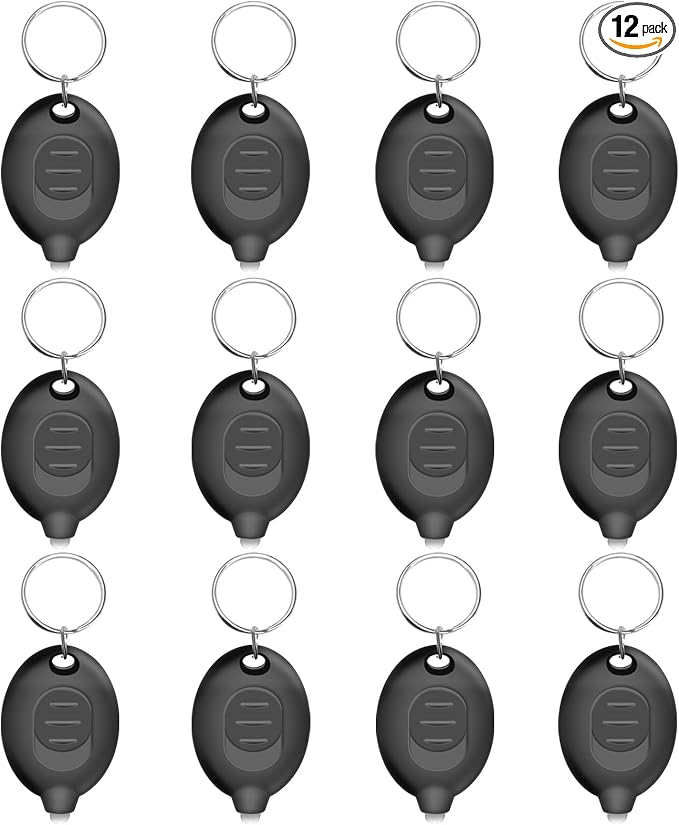 Mini LED Keychain Flashlight, Ultra Bright Micro Pocket Light, Small White Light Keychain Flashlight, Emergency LED Key Ring Flashlight, Batteries Included (12PCS)