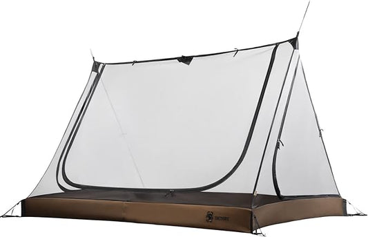 OneTigris 2 Person Mesh Tent, 3 Openings Screen Shelter with Waterproof Bathtub Floor for Outdoors Camping Lightweight Backpacking Thru-Hiking Travel Patio