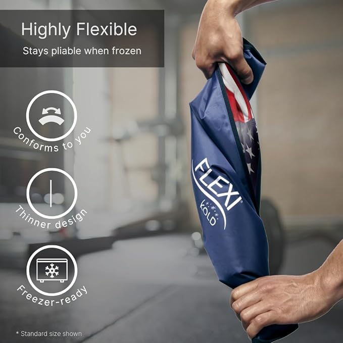 FlexiKold American Flag Gel Ice Pack (Standard Large: 10.5" x 14.5") Ice Packs for Injuries Reusable, Back, Shoulder and Knee Pain Relief, After Surgery - 6300-COLDUSA by NatraCure