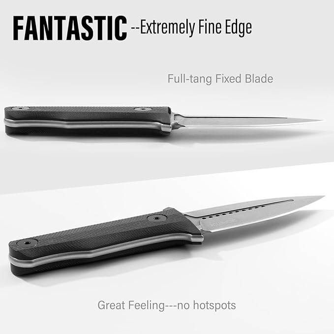 Dispatch Tactical Fixed Blade Knife, 3.89" 8Cr13Mov Steel Blade with Ergonomic G10 Handle, Full Tang Double Edge Survival Knives with Kydex Sheath Horizontal & Vertical for Outdoor Activities