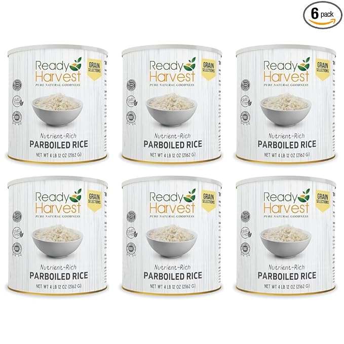 Ready Harvest Parboiled Rice White Rice | Emergency Food, Survival Food, Bug Out Bag, Camping Essentials, Camping Food, Pantry Staples | Preparedness Items #10 Can | 25-year Shelf Life 4lbs