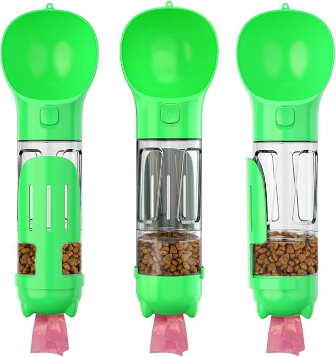 DoqiPaw Dog Travel Water Bottle Leak Proof No Spill Lead Leash Waterer Feeder Accessory Alternative to Dispenser Portable Pet Bowl Large Dogs(500ml) (Green)