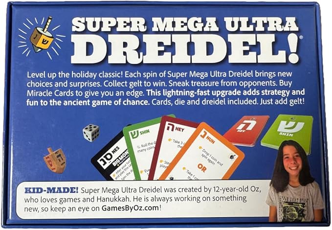 Super Mega Ultra Dreidel - Card Game Adds a New Spin on an Ancient Tradition - Family Holiday Fun for 2-6 Players Age 7+
