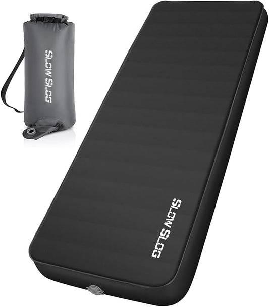 Self-Inflating Sleeping Pad with Portable Electric Air Pump, 4in Thick Memory Foam Camping Mattress for Tent Cot & Car Travel, Fast Inflate & Deflate Camping Pad