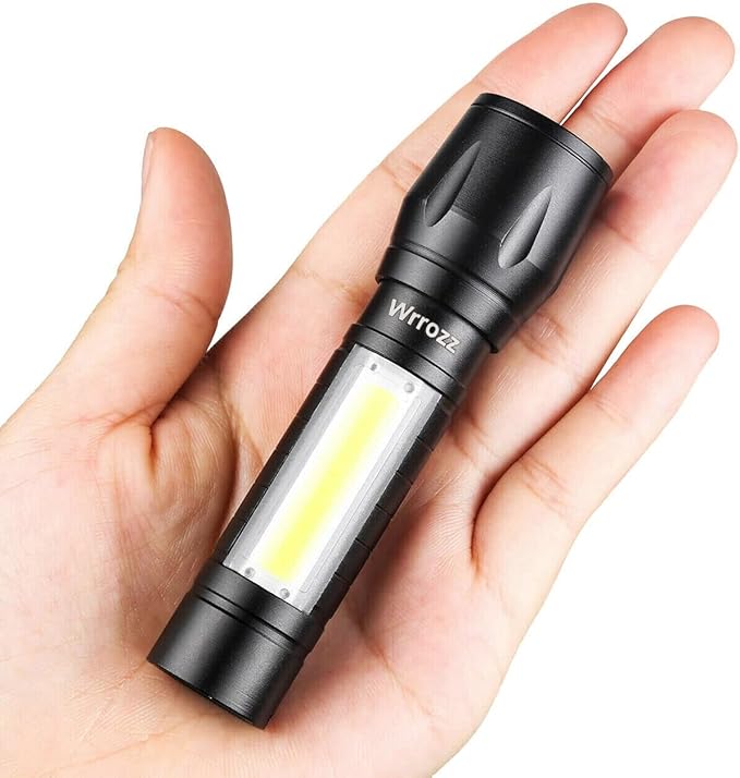 Led Flashlight Rechargeable USB Torch Mini Small Light Super Bright Handheld Tiny Portable Pocket Keychain Flash Light with COB Side Searchlight High Lumens Zoomable Emergency Camping 2 Pack