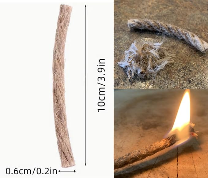 Survival Waterproof Matches Kit – 20/40/60 Fire Matches + Extra Striker in Metal Tin, Waxed Tinder Cords – Stormproof Windproof Fire Starter for Camping & Emergency (2 x Tin + 20 Ropes)