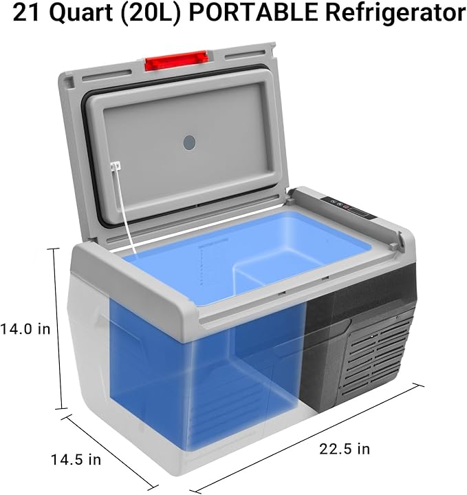 Smad Electric Cooler,Portable Refrigerator 12V/24V DC,Car Fridge 21 Quart (20 Liter),12v Refrigerator -4℉-68℉ Portable Fridge Freezer,Compressor Car Cooler for Truck,Vehicles,Camping
