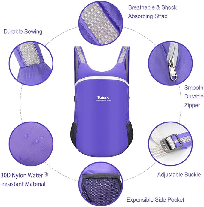 Ultra Lightweight Packable Water Resistant Backpack for Travel Camping Outdoor Hiking Daypack