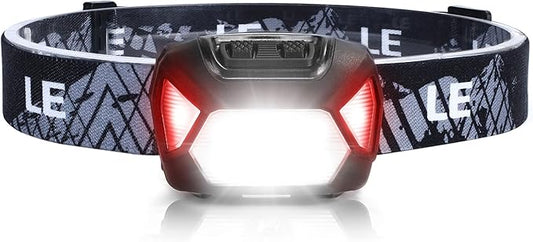 Lepro 320015 Battery Powered Headlamp - 1300Lux Super Bright LED Head Lamp with Red Light, IPX4 Waterproof Headlights for Outdoor Camping, Hiking, Hunting, Power Outages, Emergency, Hurricane