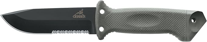 Gerber Gear LMF II Infantry Survival Knife, Military Grade Tactical Fixed Blade with Serrated Edge, Shock Absorbing Handle, Molle Sheath and Sharpener, Green