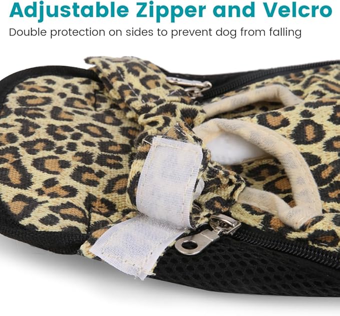 Inspack Dog Backpack Carrier/Cat Carrier, Adjustable Pet Front Carriers Travel Bag for Puppy Medium Dogs, Legs Out, Soft Dog Chest Carry Backpacks for Hiking/Camping, 2.5-4 lbs, Leopard Print