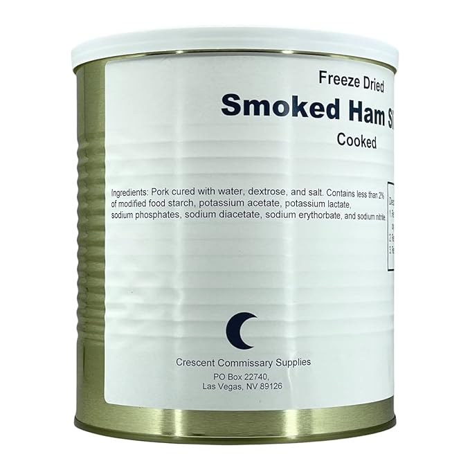 Freeze Dried Cooked Smoked Ham Slices , Jarred and Packed Emergency Food Supply | Hunting, Survival, Camping, Backpacking Long Term Food Storage 25+ years shelf life | Easy Prep Survival Food 10 Size Cans (Smoked Ham Slices)
