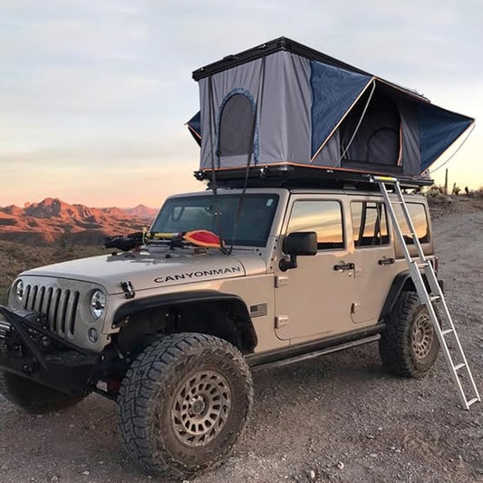Rooftop Tent Hard Shell - Outdoor Car Camping 2-3 Person Truck, Sedan, SUV, Waterproof, Teardrop, Windproof, Sturdy, Easy Up Roof for SUV Road Trip Essentials Overland, Large, Black (Standard version)