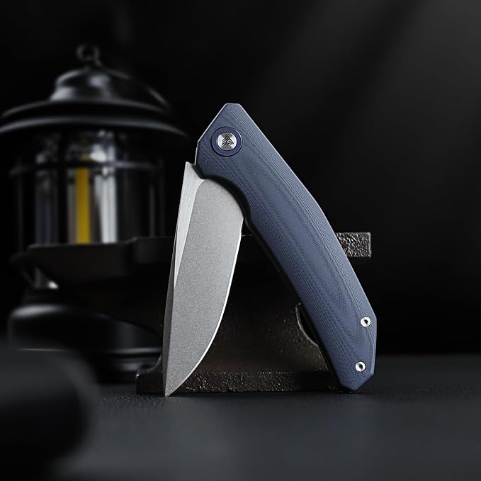 Folding Pocket Knife for Men,Hunting Outdoor Flipper EDC Knives,3.7in CPM S35VN Powder Steel Blade,Titanium Ring and Clip G10 Liner Lock Handle,Camping Tool,Phoenix-03G
