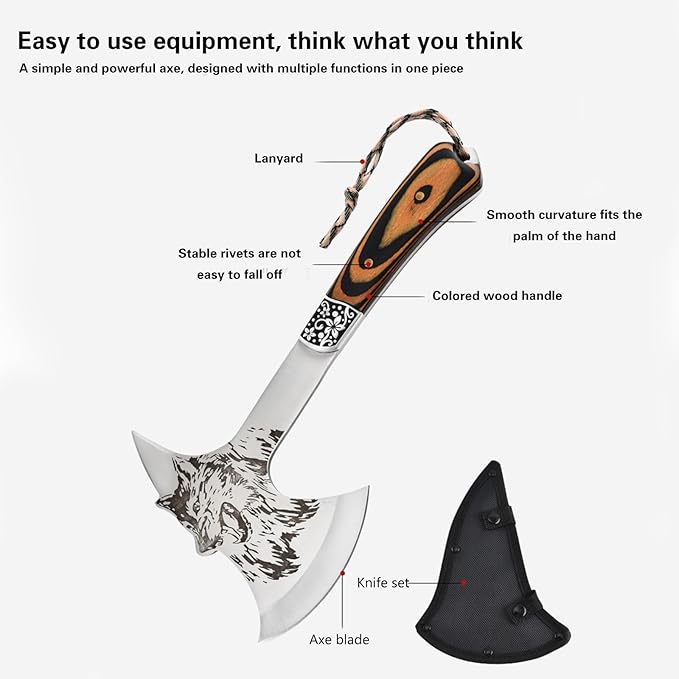 Multi-Functional Outdoor Axe - Garden Hatchet for Camping, Survival, and Tree Cutting - Portable Durable Design for Outdoor Enthusiasts