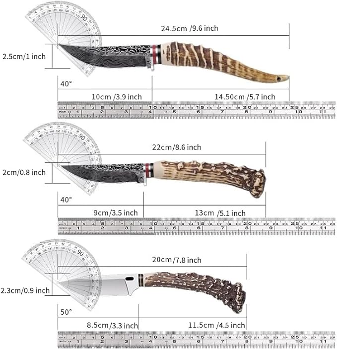 Plys Fixed Blade Knife, Hunting knife set, survival knife, fixed blade knife with sheath, Imitation Antler Handle, self defense weapons, Hand Forged Stainless Steel Camping barbecue Meat knife