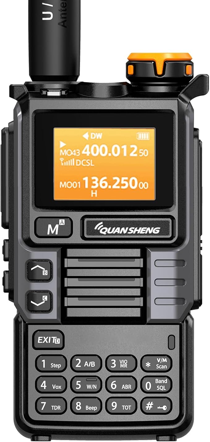 UVK5(99) AM/FM/DTMF Walkie-Talkie 200CH 20-1000MHZ Walkie-Talkie NOAA Weather Forecast with Flash Copy Frequency Tpye-C LCD Display for Hiking Camping Travel Two-Way Radio (Grey)