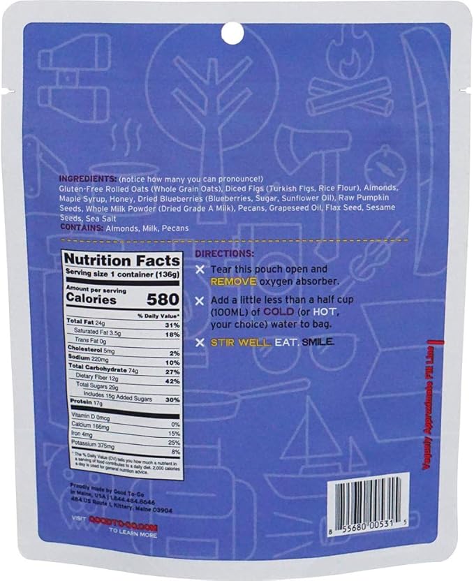GOOD TO-GO Granola | Camping Food, Backpacking Food | Just Add Water Meals, Backpacking Meals | Dehydrated Meals Taste Better Than Freeze Dried Meals