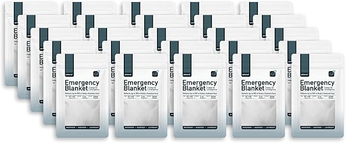 Altland 25 Pack of Emergency Blankets - Bulk Heat Reflective Blankets for Winter Survival Kits, Disaster Preparedness, Cold Weather Camping, and Homeless Care Packages