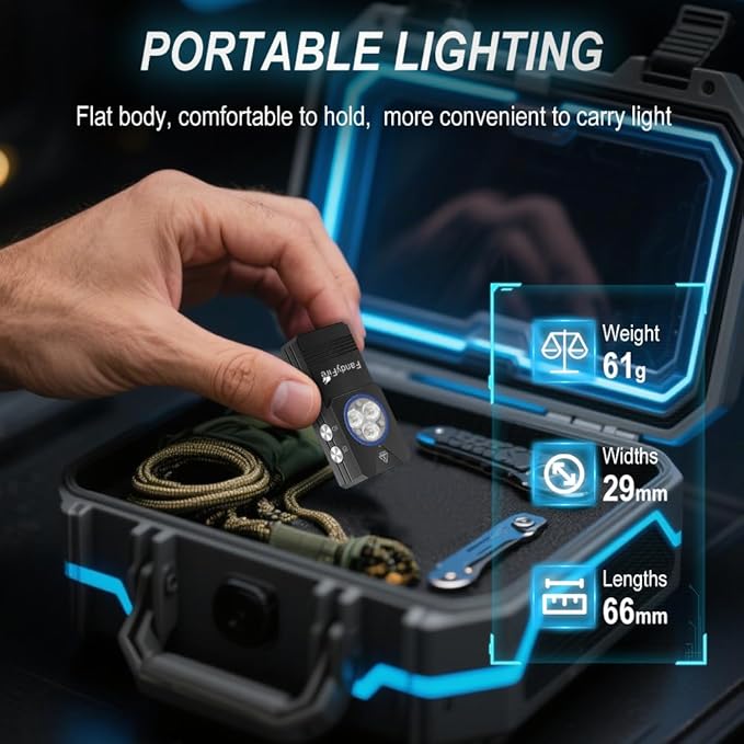Rechargeable Clip-on Light EDC Flashlight, 550 Lumens Small Keychain Flashlight, Combines Floodlight, Spotlight and UV Light, Tail Magnet for Signaling, Cycling, Outdoor