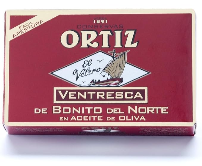Ortiz Ventresca White Tuna Belly in Olive Oil, Tender Buttery Fillets with Exquisite Flavor, Superior Wild Caught Tuna Packed in Delicate Spanish Olive Oil, 3.88oz Can (Pack of 10)