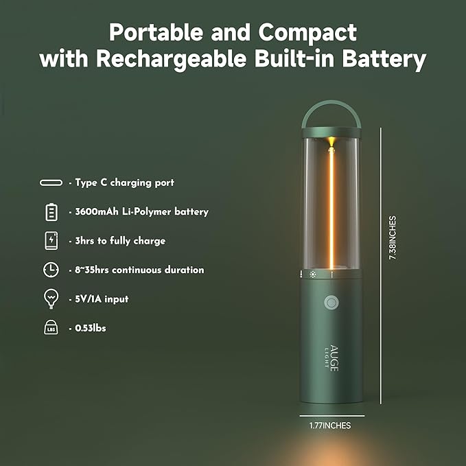 4-in 1 Rechargeable Camping Lights, LED Flashlight High Lumen with Hidden Hook SOS Mode Ultra-Long Life 35H Ambient Tent Lights for Household Essentials,Hiking,Camp,Outdoor