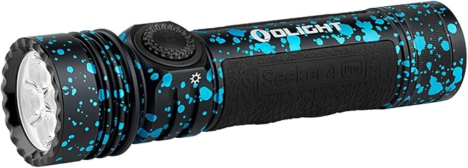 OLIGHT Seeker 4 Pro Rechargeable Flashlights, 4600 Lumens High Powerful Bright Light with USB C Holster, Waterproof IPX8 for Emergencies, Camping, Searching (Neptune)