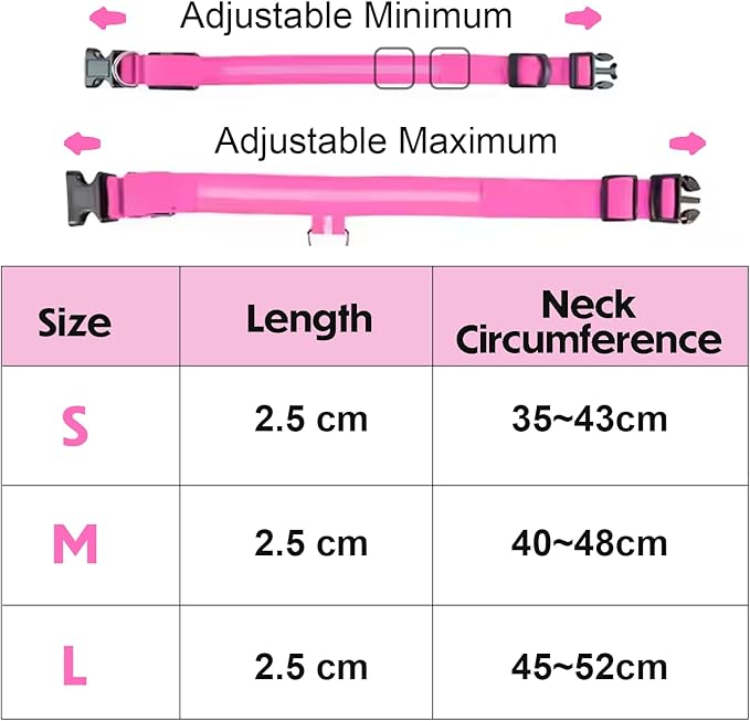 Light Up Dog Collar – Reflective, Adjustable & Rechargeable Electronic Glow Pet Collars – Bright, Comfortable, High Visibility LED Dog Collar for Night Safety, Outdoor Walk & Flashing Fun, Pink, Large