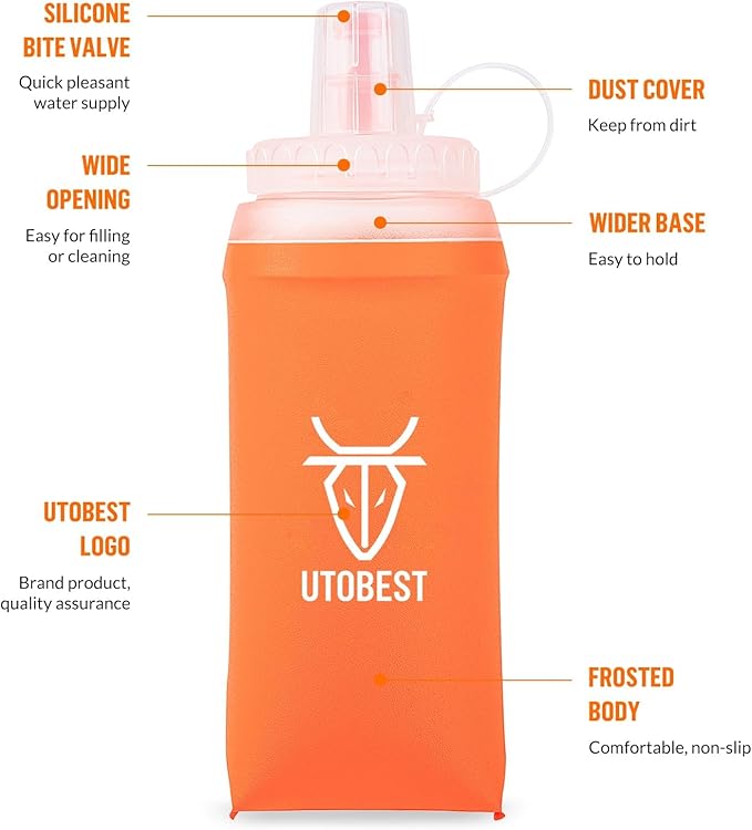 2 Pack Soft Flask Running Water Bottle Collapsible Water Bottle for Trail Running Hydration Pack Hiking Cycling Climbing 350ML