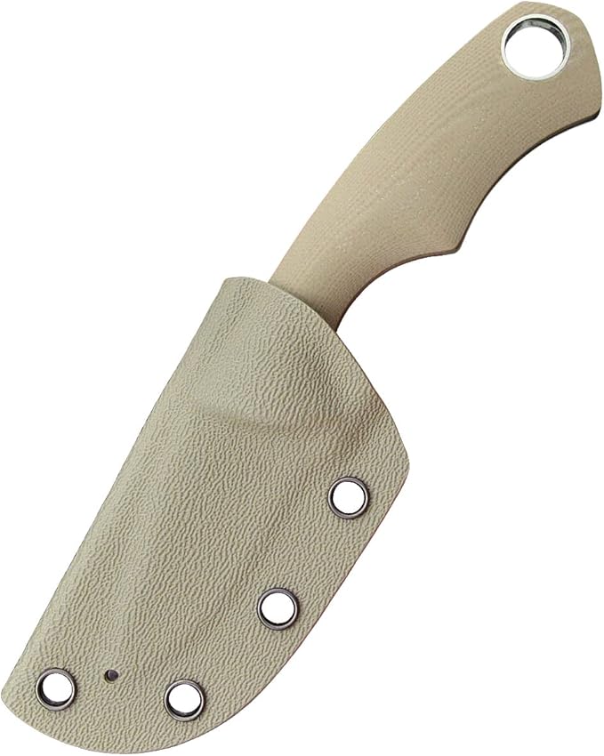 TONIFE Neck Knife Mini Outdoor Survival Fixed Blade Knife, EDC High Hardness Sharp Blade 1.7'' Portable Neck with Kydex Sheath and Ball Chain (warm sand)