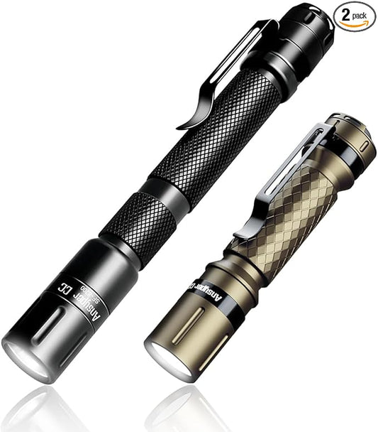 3 Modes Small Flashlights LED Powerful High Lumens Tactical Pen Light with Clip, Slim Portable Pocket Compact Torch for Emergency Inspection AAA Battery