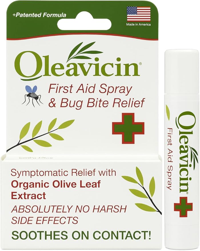 First Aid Spray & Bug Bite Relief - 1 Pack ??Organic Olive Leaf Extract | Fast-Acting Relief for Minor Skin Irritations, Bug Bites & Burns | Natural & Clinically Proven | 0.17 oz (5ml)