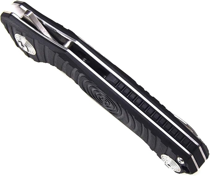 Harnds Time Folding Knife with Sandvik 14C28N Steel Blade Pocket Knife with G10 Handle Camping Knife with Pocket Clip (Black)