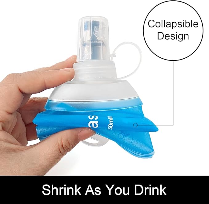 WILDREEDS 500ml Soft Flask, TPU Collapsible Soft Water Bottle for Hydration Pack, Running Vest, Folding Water Bottle for Hiking Cycling Climbing-1Pcs, Blue